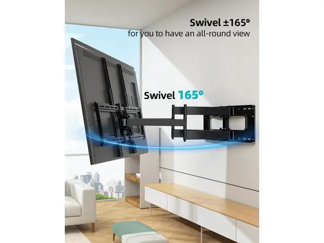 Alt view image 6 of 6 - Full Motion TV Wall Mount for 60-100 Inch TVs, 30.3 Inch Long Arm, VESA 800x600 Compatible, Swivel and Tilt, Fits 16-24 Inch Studs, 165 lbs Heavy-Duty Bracket