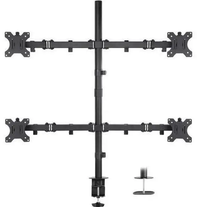 Main image of Mount-It! 4 Monitor Stand for Desk | Quad Monitor Desk Mount with Height Adjustable Pole | Fits Four 1332 Inch Screens, VESA 75x75 & 100x100, Tilt Swivel Rotate, Clamp or Grommet Base