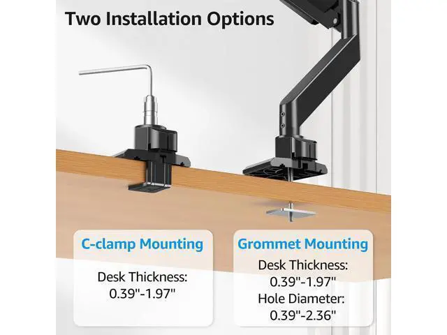 Alt view image 6 of 7 - MOUNTUP Heavy Duty Monitor Arm for 49 inches, 44 lbs Curved Screens, Ultrawide Single Monitor Desk Mount, Monitors Stand for Samsung Odyssey G9 and More, VESA Mount with Clamp & Grommet Base