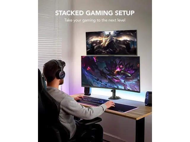 Alt view image 5 of 7 - HUANUO 17-32 Inch Dual Monitor Stand, NITROGLIDE Dual Monitor Mount, Monitor Stand 2 Monitors, Ergonomic Adjustable Tilt/Swivel/Rotate, Weight Max 19.8 lbs, VESA 75/100mm