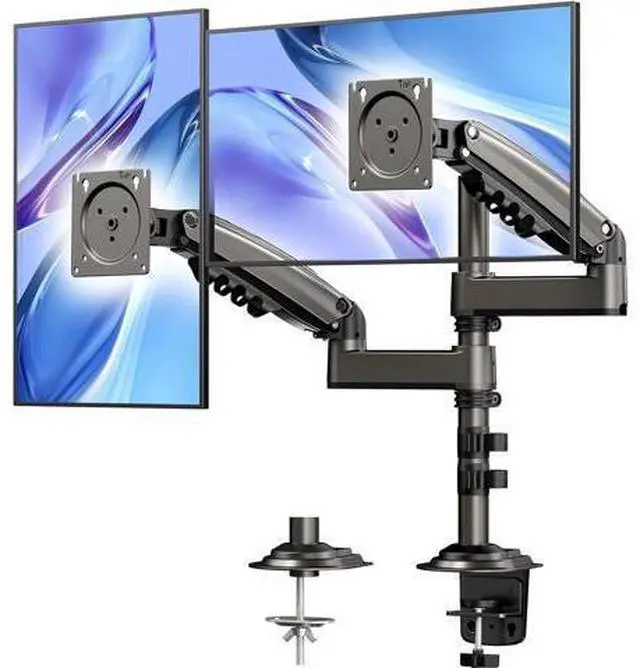 Main image of HUANUO 17-32 Inch Dual Monitor Stand, NITROGLIDE Dual Monitor Mount, Monitor Stand 2 Monitors, Ergonomic Adjustable Tilt/Swivel/Rotate, Weight Max 19.8 lbs, VESA 75/100mm