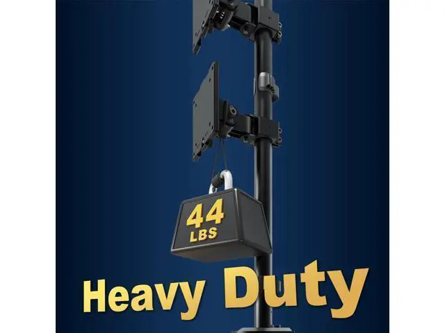Alt view image 4 of 7 - Heavy Duty Dual Monitor-Arm for 17-49'' - Double Vertically Stacked Monitor Mount, Extra Tall Ultrawide Desk Stand Holds up to 44 lbs per Screen, Vesa 75/100, Black