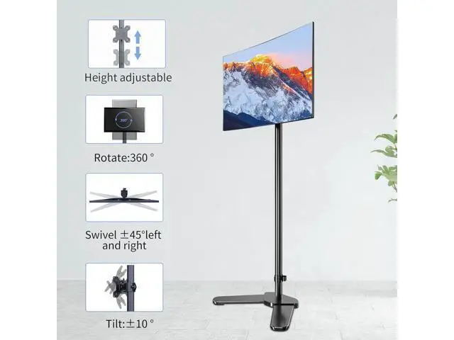 Alt view image 6 of 7 - Single Tall Monitor Mount, Extra Long Computer Stand with 47 inch Pole, Floor Computer Stand, Free-Standing Monitor Desk Mount Support 13 to 27 inch Screen,22lbs