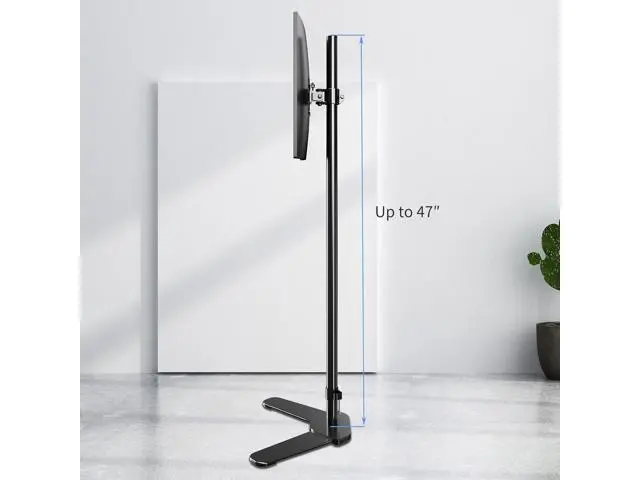 Alt view image 3 of 7 - Single Tall Monitor Mount, Extra Long Computer Stand with 47 inch Pole, Floor Computer Stand, Free-Standing Monitor Desk Mount Support 13 to 27 inch Screen,22lbs