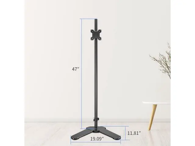 Alt view image 5 of 7 - Single Tall Monitor Mount, Extra Long Computer Stand with 47 inch Pole, Floor Computer Stand, Free-Standing Monitor Desk Mount Support 13 to 27 inch Screen,22lbs