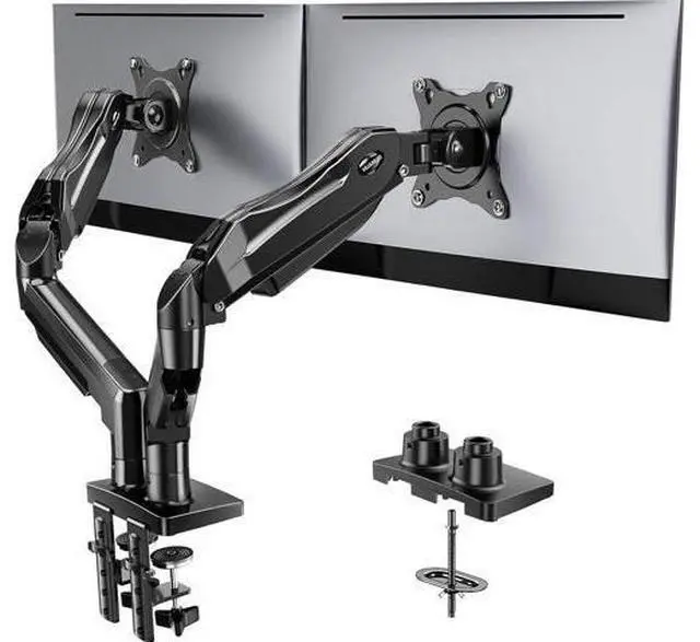Main image of HUANUO Dual Monitor Stand, Fully Adjustable Gaming Monitor Desk Mount for 1332 Computer Screens, Full Motion VESA 75x75/100x100 with C-Clamp & Grommet Base, Each Arm Holds 4.4 to 19.8 lbs