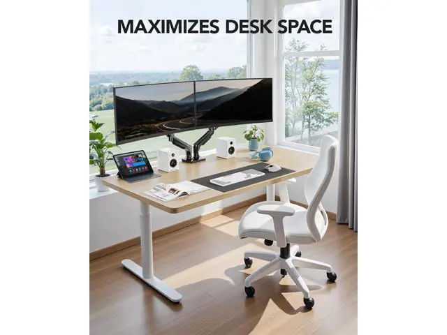 Alt view image 7 of 7 - HUANUO Dual Monitor Stand, Fully Adjustable Gaming Monitor Desk Mount for 1332 Computer Screens, Full Motion VESA 75x75/100x100 with C-Clamp & Grommet Base, Each Arm Holds 4.4 to 19.8 lbs