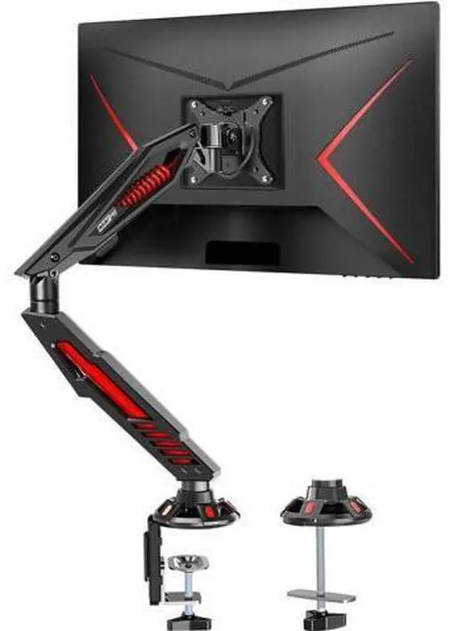Main image of MOUNT PRO Single Gaming Monitor Stand - Mechanical Spring Display Mount, Adjustable Gaming Monitor Arm with C Clamp and Grommet Mounting Base - Fits for Computer Screen up to 32, VESA 75x75, 100x100
