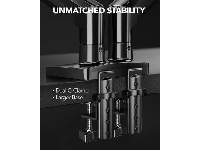 Alt view image 4 of 7 - HUANUO Dual Monitor Stand, Fully Adjustable Gaming Monitor Desk Mount for 1332 Computer Screens, Full Motion VESA 75x75/100x100 with C-Clamp & Grommet Base, Each Arm Holds 4.4 to 19.8 lbs