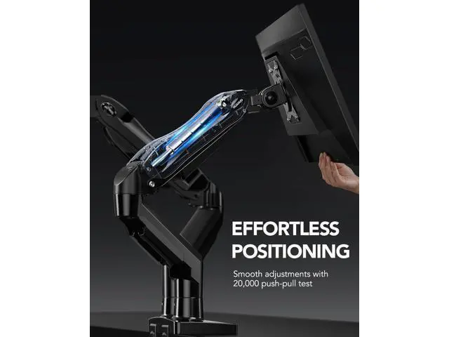 Alt view image 5 of 7 - HUANUO Dual Monitor Stand, Fully Adjustable Gaming Monitor Desk Mount for 1332 Computer Screens, Full Motion VESA 75x75/100x100 with C-Clamp & Grommet Base, Each Arm Holds 4.4 to 19.8 lbs