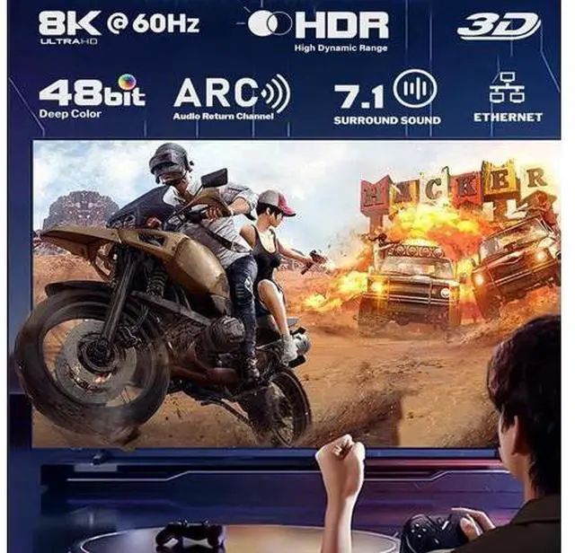 Main image of HDMI 2.1 Cable 3.3 FT 10-Pack, Shielded 8K HDMI Cord 3.3FT, 48Gbps High Speed HDMI Cord-8K@60Hz, 4K@120Hz/165Hz, HDCP 2.2&2.3, HDR 10 for ARC, eARC, TV, PC, PS4 PS5 Switch KVM Splitter Sound Bar/Roku