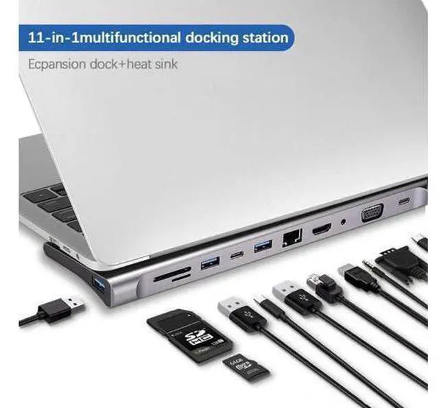 Main image of 11 in 1 USB Type-C Hub to HDMI 4K VGA, Suitable for Samsung Dex Station, Universal Laptop Dock Hub with 87W PD Compatible with MacBook Pro / 2018 2017 / iPad/Air 2018