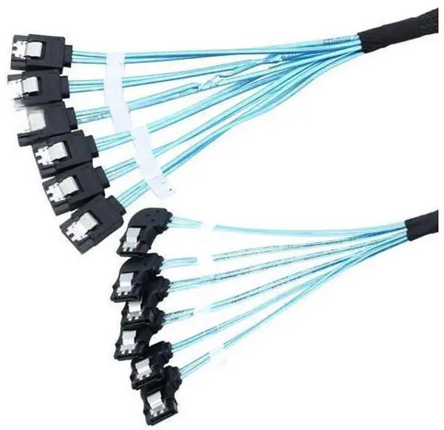 Main image of SAS 4.0 6SATA to 6SATA 7PIN Female Left Angle Cable SSD and Hard Drive Connections