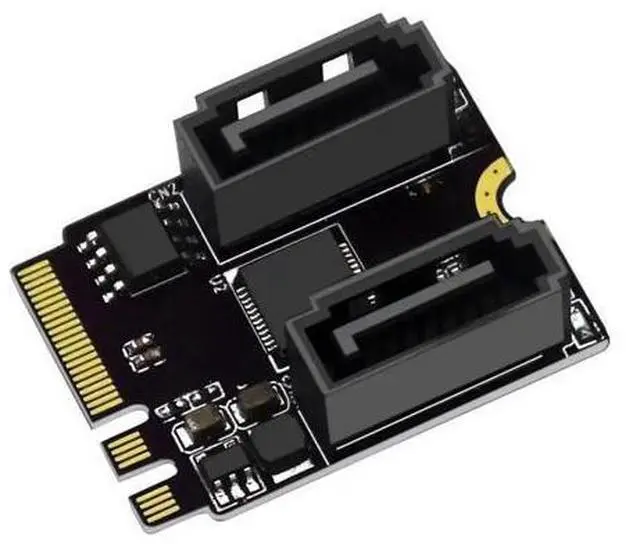 Main image of M.2 A+E KEY to 2 Ports SATA3.0 Converter Card expansion card: Fast Data Transmission and Stable Output