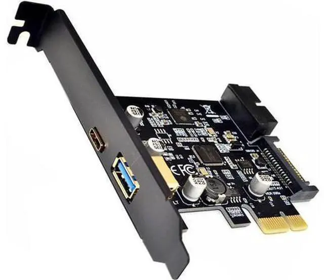Main image of PCI-E 1X to USB 3.1 Gen1 (5Gbps) 2-Port USB C+USB A Expansion Card Asmedia Chipset USB 3.1 PCI Express Card Adapter for 19pin Front USB 3.0 PCI-e Controller Pcie x1 Converter