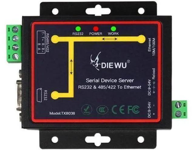 Main image of diewu RJ45 to RS232 RS485 RS422 Industrial Male Converter TCP/UDP Serial RS232 RS485 to Ethernet Device Server
