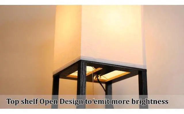 Main image of Floor Lamp with Shelves for Living Room, Shelf Floor Lamp with 3 CCT LED Bulb, Corner Display Standing Column Lamp Etagere Organizer Tower Nightstand with White Linen Shade for Bedroom, Office