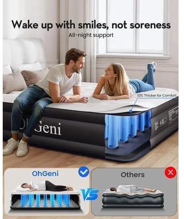 Main image of Air Mattress Queen with Built in Pump, 18" Raised Inflatable Blow Up Mattress, Upgraded Surface Portable Bed for Home, Camping, Colchone Inflable, Ideal Alternative to a Bed, 1-Pack Only