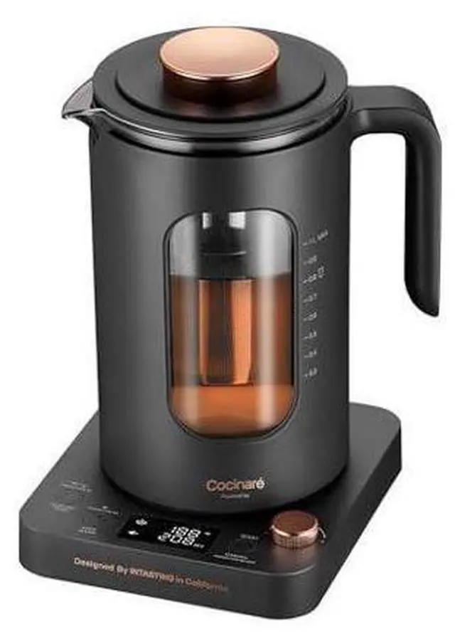 Main image of INTASTING Electric Tea Kettle, Electric Kettle with Tea Infuser, ±1 Knob Temperature Control, BPA-Free Glass, 1200W Fast Heating, Easy to Clean, 1 Liter (Dark Gray)