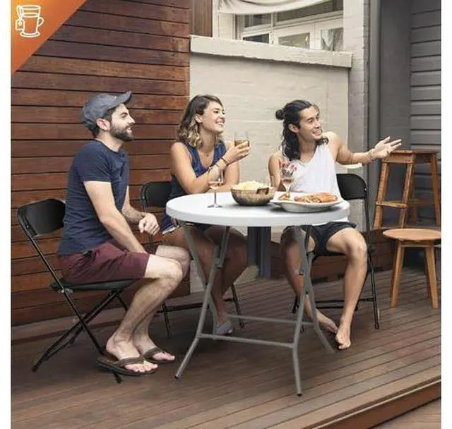 Main image of 5 Pack Black Plastic Folding Chair, Indoor Outdoor Portable Stackable Commercial Seat with Steel Frame 350lb. Capacity for Events Office Wedding Party Picnic Kitchen Dining