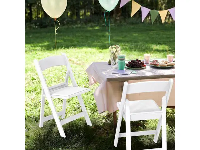Main image of Resin Folding Chairs with Cushion, Foldable Plastic Chair with Comfortable Padded Seats, Perfect for Event Party Indoor Outdoor, White, 2 PC
