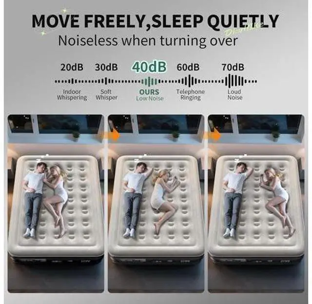 Main image of Air Mattress Queen with Built in Pump, Black Inflatable Mattress Blow up Mattress, 18" Colchones Inflables Foldable Air Bed for Guest & Home, Ideal for Camping, 700lbs