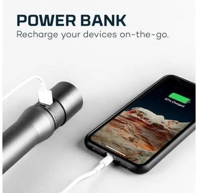 Main image of NEBO DAVINCI 5000 Flashlight & Portable Charger | 5000 Lumens, 4 Light Modes, Rechargeable, Waterproof Handheld Flashlight for Camping & Hunting, USB Power Bank, 3X Zoom, Includes Charging Cable