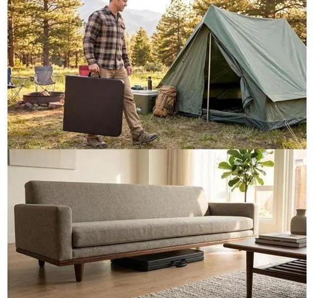 Main image of Byliable Folding Table 4 Foot, Heavy Duty Portable Plastic Fold-in-Half Utility 4ft Folding Table with Carrying Handle for Indoor Outdoor, Camping Picnic Party, Black