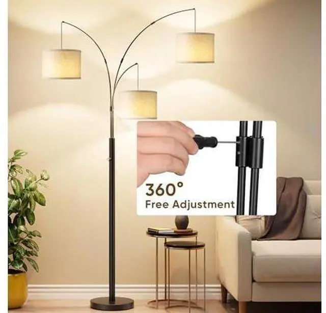 Main image of Floor Lamp with RGBW Light, 3-Light Arc Floor Lamps for Living Room, Modern Tall Standing Lamp with Adjustable Heads, Mid Century Corner Lamp with Remote for Bedroom, Office & Corner, Bulbs Included