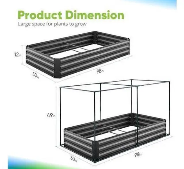Main image of Quictent Galvanized Raised Garden Bed with Crop Cage Plant Protection Net Tent and Shade Cloth Kit Metal Planter Box Bottomless Planting Vegetables Outdoor Backyard Included T Tags Wing Nuts 6x3x1 Ft
