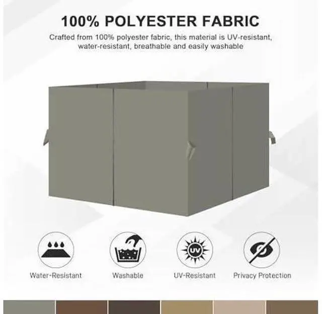 Main image of Aoodor 10x12 ft Outdoor Gazebo Curtains, 4 Panels Waterproof Privacy Sidewall Replacement with Zipper for Patio Pergola and Canopy, Gray
