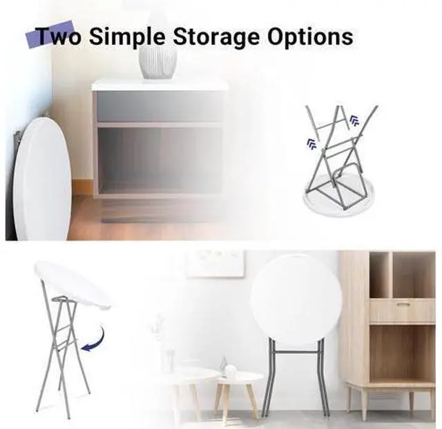 Main image of Byliable 28in Cocktail Table White High Top Folding, Round Portable Bar Height Folding Table with Removable Legs, Indoor Outdoor Banquet for Parties, Commercial, Speech, School