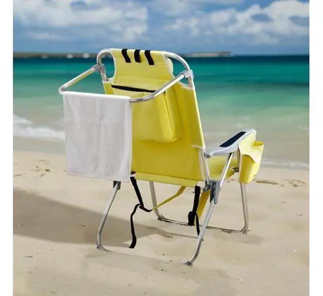 Main image of Aluminum Backpack Beach Chair for Adults, Portable Lightweight Reclining Beach Chair with Headrest & Side Pocket, Lay Flat Beach Chair with 5 Positions for Outdoor Lawn/Fishing/Pool Lounge