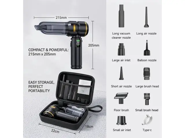 Main image of Handheld Car Vacuum Cleaner, 17000Pa High Power Cordless Vacuum Cleaner, 4-in-1 Portable Mini Air Duster, with LED Light and Multi-Nozzles, Vacuum for Car, Home, Office, Pet Hair