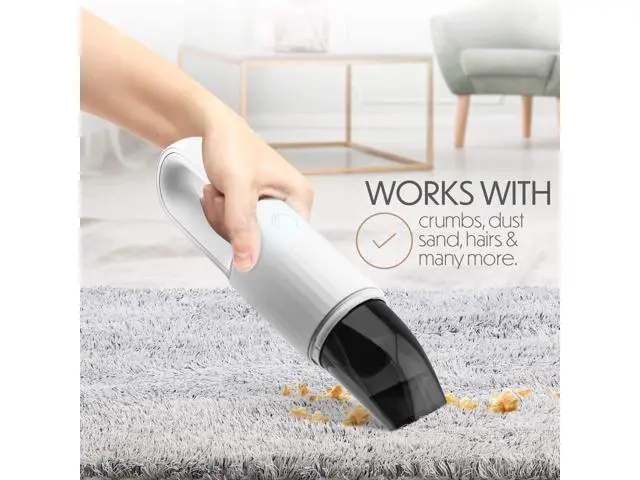 Main image of STARUMENT Portable Hand Vacuum Cleaner Handheld Cordless Cleaner for Dust Pet Hair Dirt, Home, Car Interior, Lightweight, Easy to Use, Compact Design Battery Rechargeable with USB-C Cable White