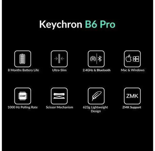 Main image of Keychron B6 Pro Ultra-Slim Wireless Scissor Keyboard 109 Keys Full Layout Portable Keyboard, Ivory White