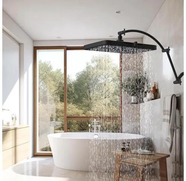 Main image of Hibbent All Metal 20'' Shower Head Extension Arm, Brass Flexible Height & Angle Adjustable Shower Ar