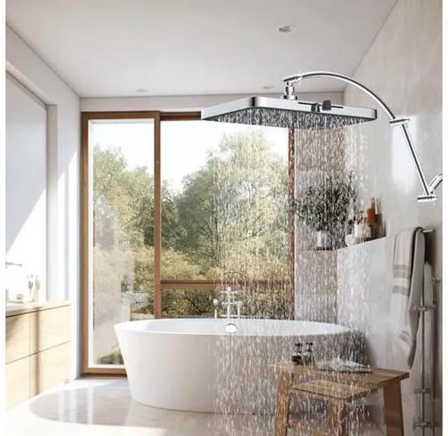 Main image of Hibbent All Metal 20'' Shower Head Extension Arm, Solid Brass Flexible Height & Angle Adjustable Sho
