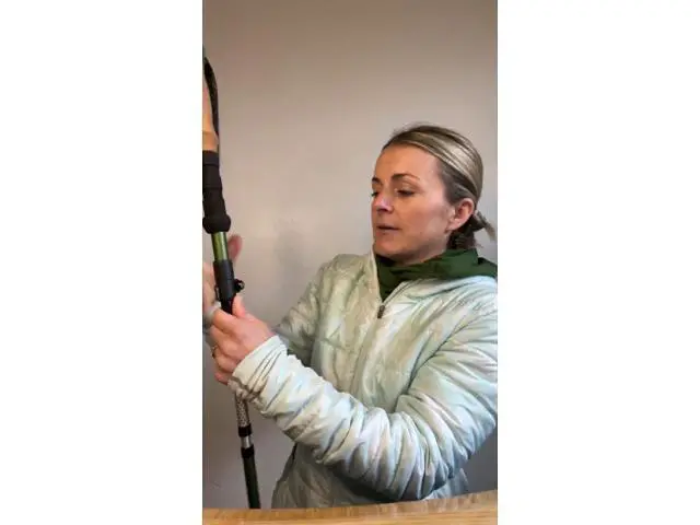 Main image of Premium Foldable Hiking Poles by USA Brand - Adjustable, Lightweight Trekking Poles Made of Aircraft Aluminum, Metal Locks Cork EVA Grips
