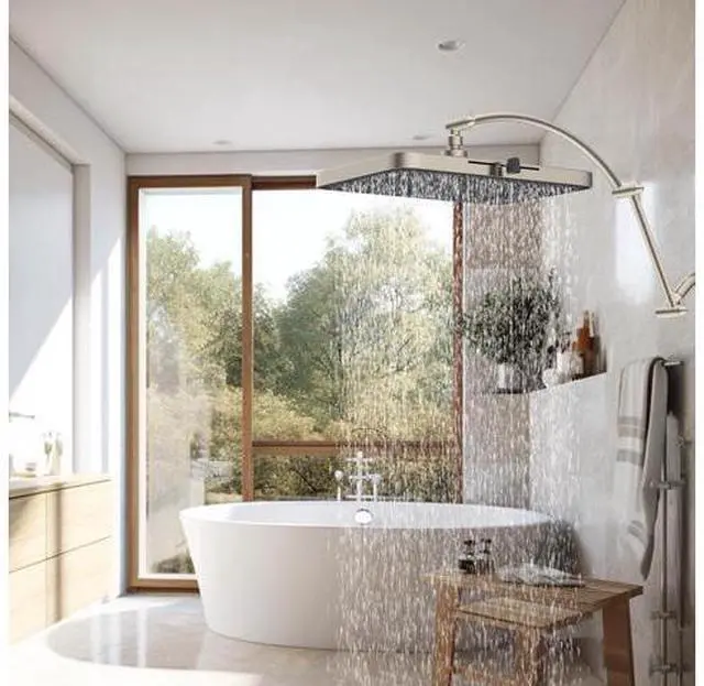 Main image of Hibbent All Metal 20'' Shower Head Extension Arm, Solid Brass Flexible Height & Angle Adjustable Sho