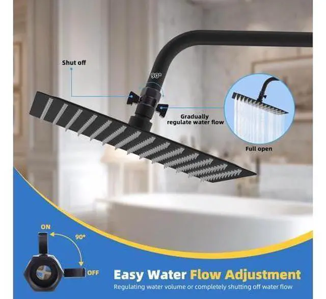 Main image of Hibbent All Metal 16'' Shower Head Extension Arm, Solid Brass Flexible Height & Angle Adjustable Sho
