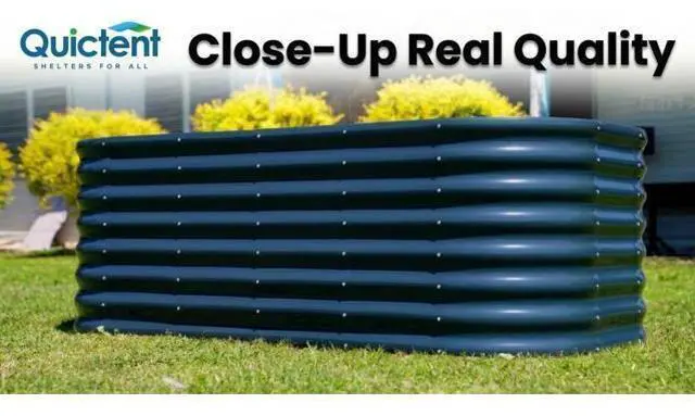 Main image of Quictent Raised Garden Bed Kit Oval Galvanized Metal Planter Box Tall for Vegetables Outdoor Backyard, Strengthened by Crossbar, Silver 6x3x2 ft