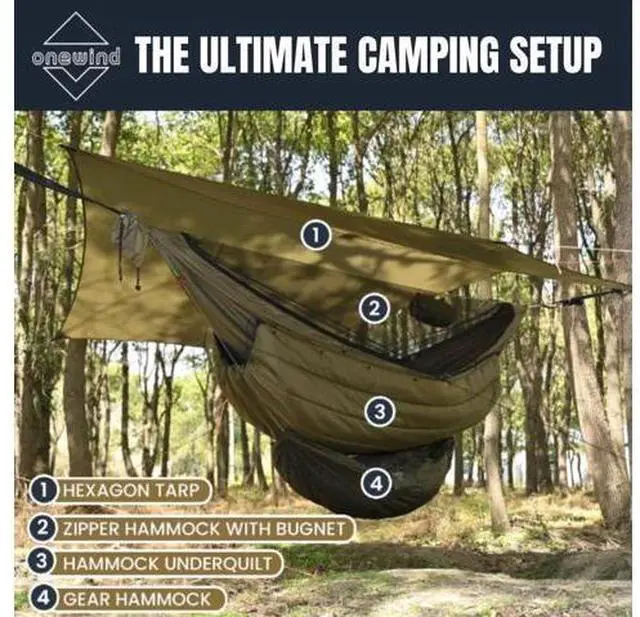Main image of onewind Double Hammock Underquilt Warm Insulation Ultralight 3-4 Season Camping Quilt, Portable for