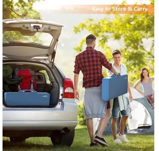 Main image of 4 Ft Camping Picnic Table Set with 4 Seats with Umbrella Hole Folding Lightweight Suitcase Card Table-220 Lbs Support Aluminum Frame, Plastic RV Tabletop for Barbecue,Travel,Outing,Gathering