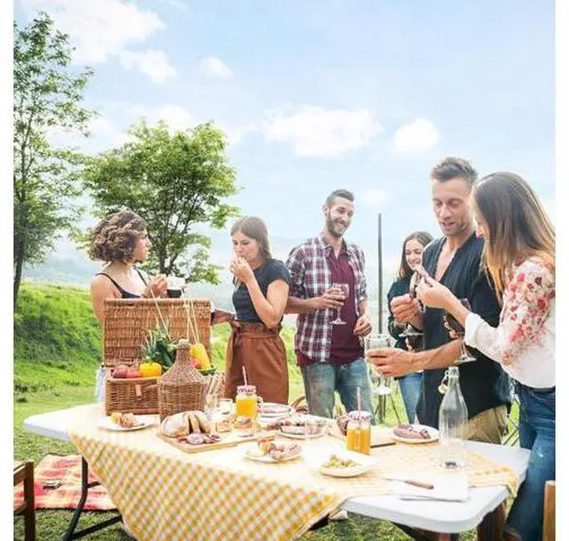 Main image of 6 Foot Plastic Folding Table Portable Long Table for Indoor Outdoor Use Rectangular with Carrying Handle, Smooth HDPE Tabletop, White