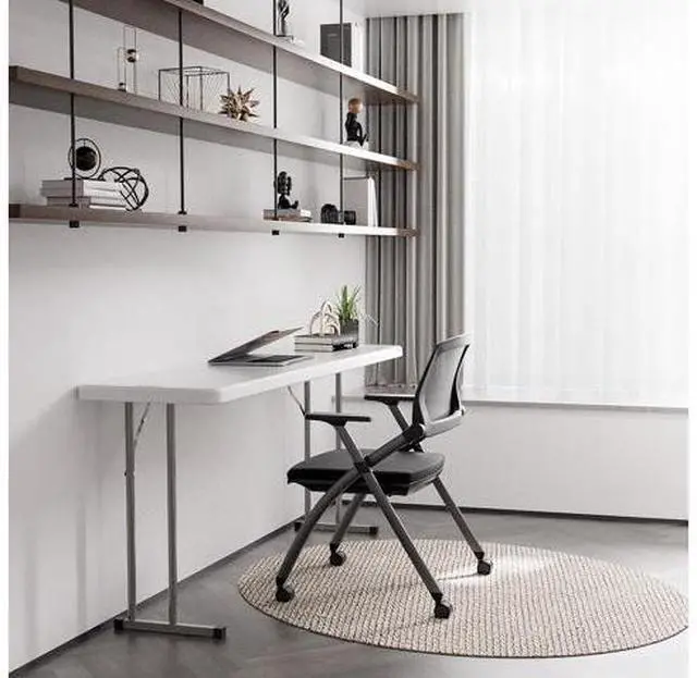 Main image of 6 FT Narrow Folding Table,Premium Quality HDPE Material and Sturdy Metal Frame, Perfect for Buffet, Seminar, Party, Training, Home Work, White