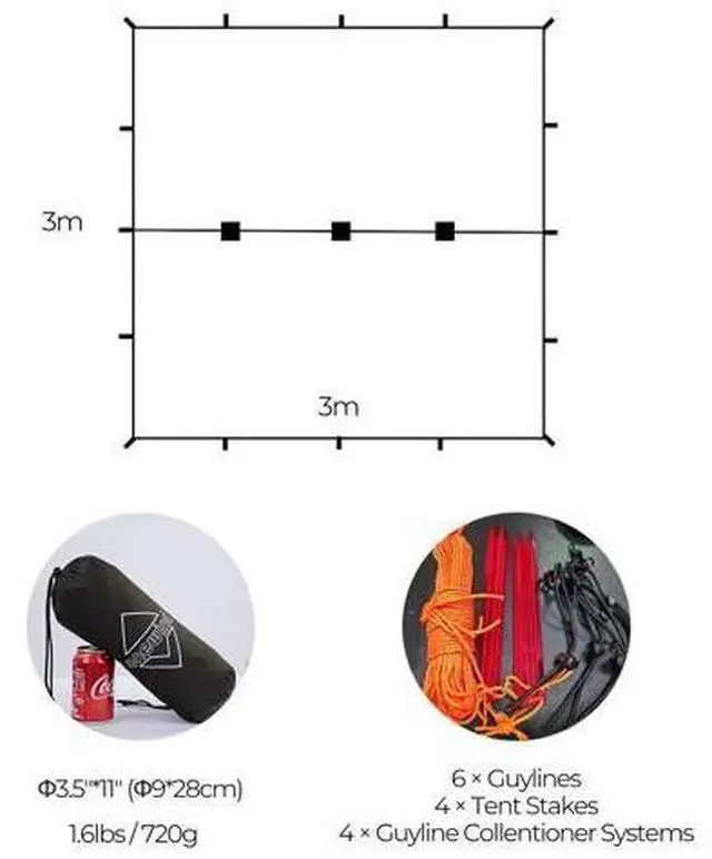 Main image of onewind 10×10 ft Camping Tarp, Waterproof Silnylon Emergency Shelter Survival Tent Tarp Hammock Rain