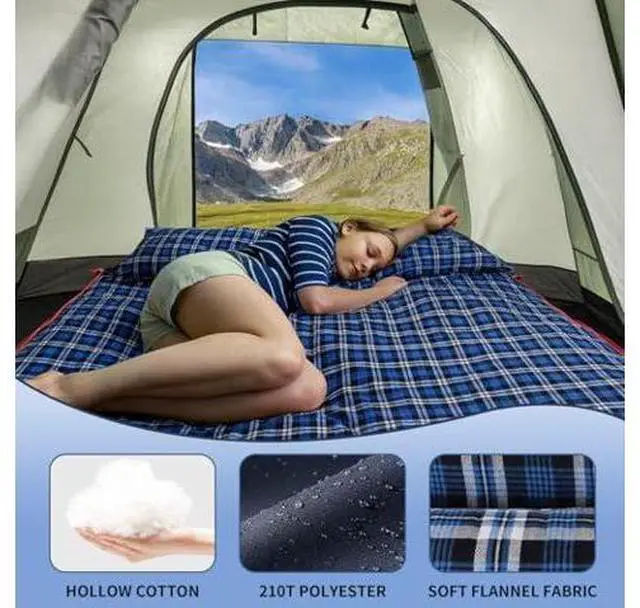 Main image of ShinHye Double Sleeping Bag for Adults with 2 Pillows, Camping Sleeping Bags Flannel Cotton 2 Person Sleeping Bags XXL Queen Size Sleeping Bag for Cold Weather