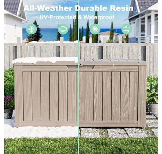 Main image of PatioZen 75 Gallon Resin Deck Box, Lockable Patio Outdoor Storage Box for Furniture, Garden Tools and Tools Storage, Waterproof Outside Storage Boxes - Grey