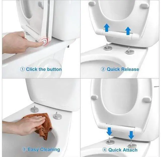 Main image of Hibbent Premium Elongated Toilet Seat with Cover(Oval) Quiet Close, One-Click to Quick Release, Easy